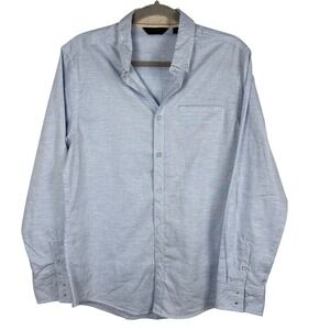 Outpost Makers Mens Light Blue Textured Cotton Button Down Shirt P101FPW Size M